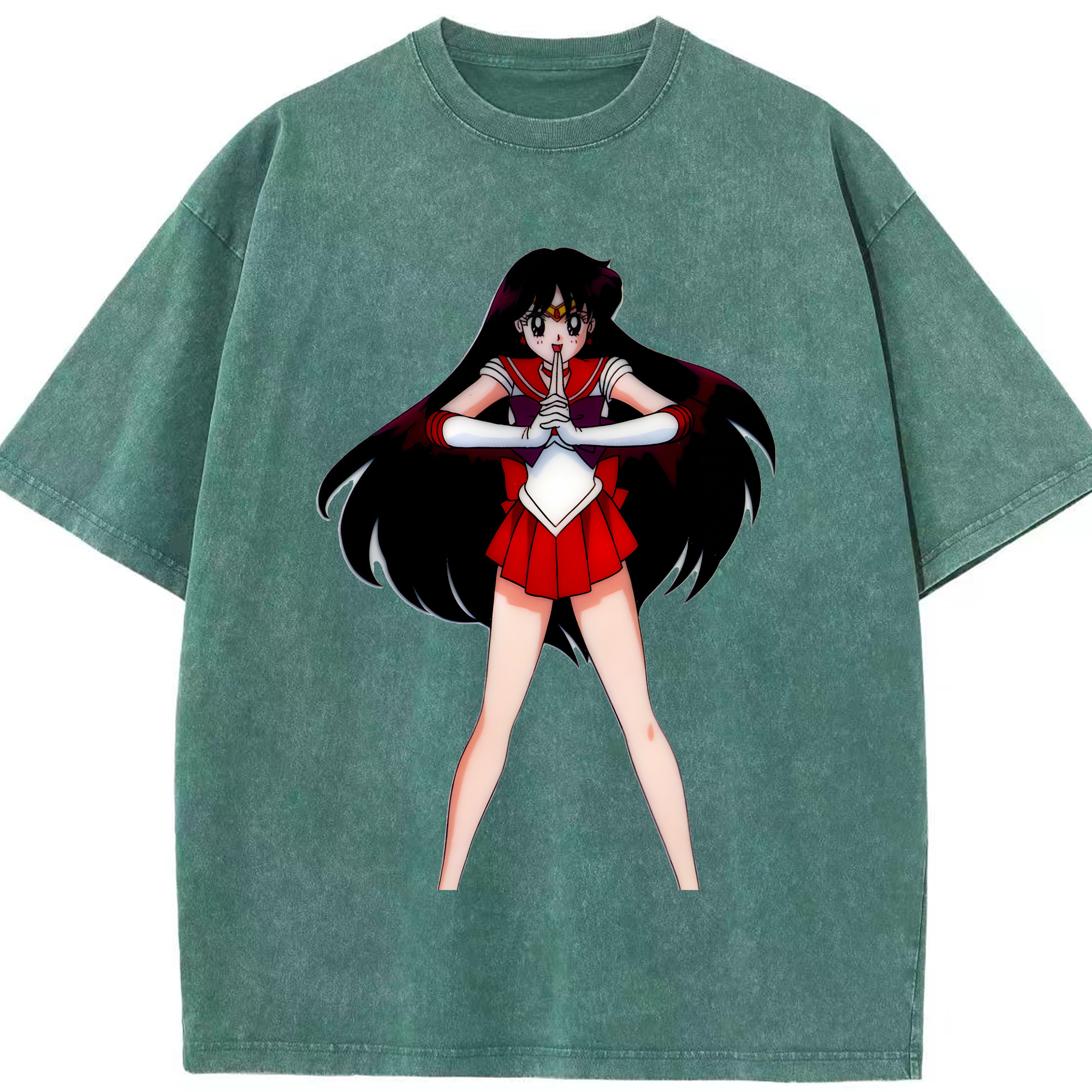 （画像用） 美少女戦士セーラームーン 火野レイ ひの レイ Sailor Moon Hino Rei （セーラーマーズ,Sailor Mars） 綿100% ヴィンテージ風 半袖Tシャツ（フロントプリント）